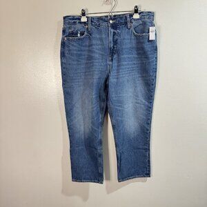 NWT Old Navy Cropped Dad Jeans Womens 14 Medium Wash Straight 100% Cotton